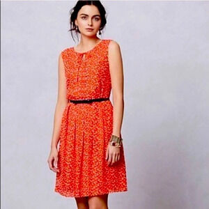 Karen Walker Hi There Polka Dot Sleeveless Belted Waist Orange Dress Size 0